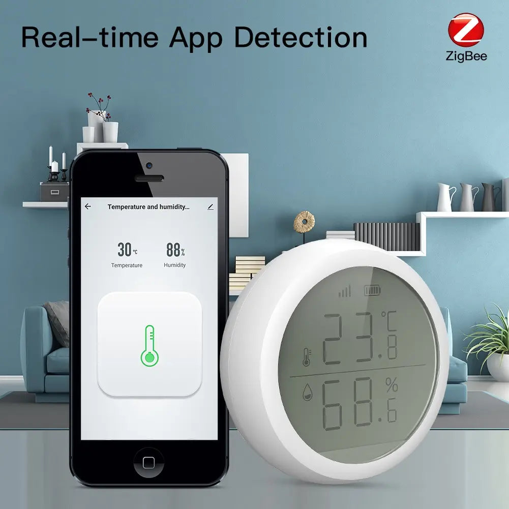 Tuya Smart ZigBee Thermometer Home Indoor Temperature And Humidity Sensor With LCD Display APP Voice Control Alexa Google Home