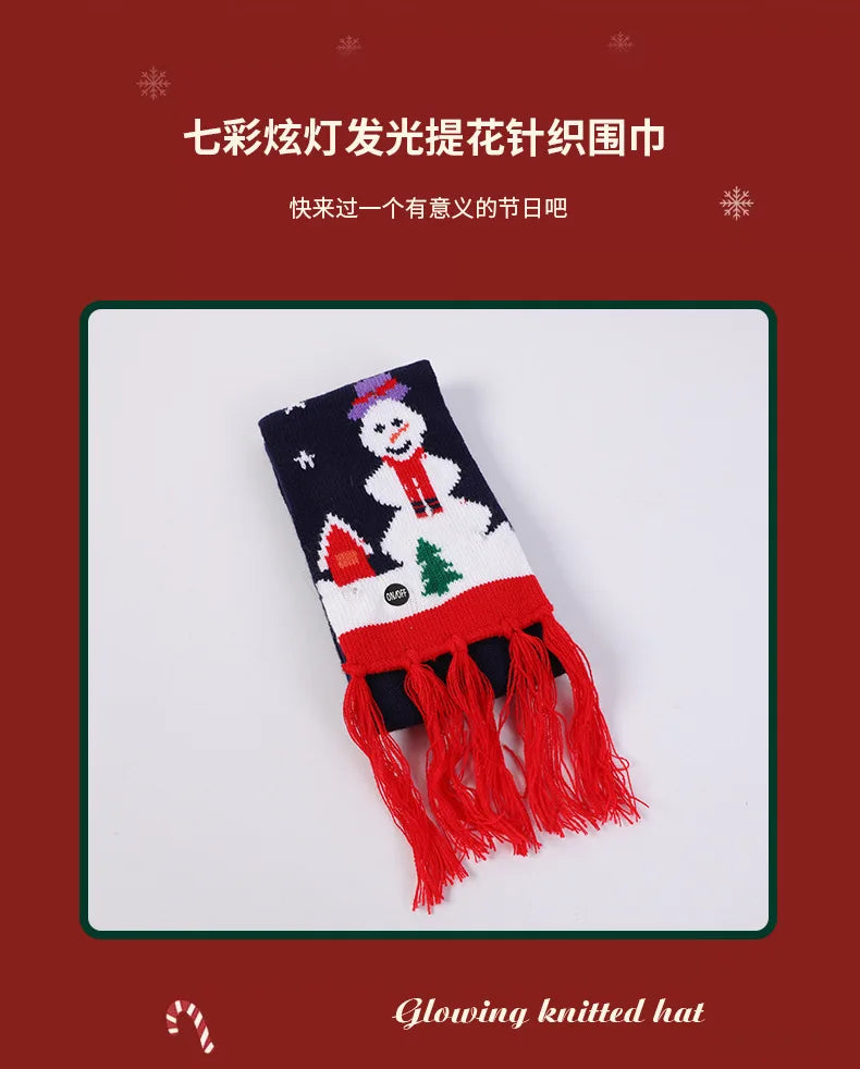 Christmas LED Scarf - Knitted Multicolor Light-Up Scarf for Kids and Adults