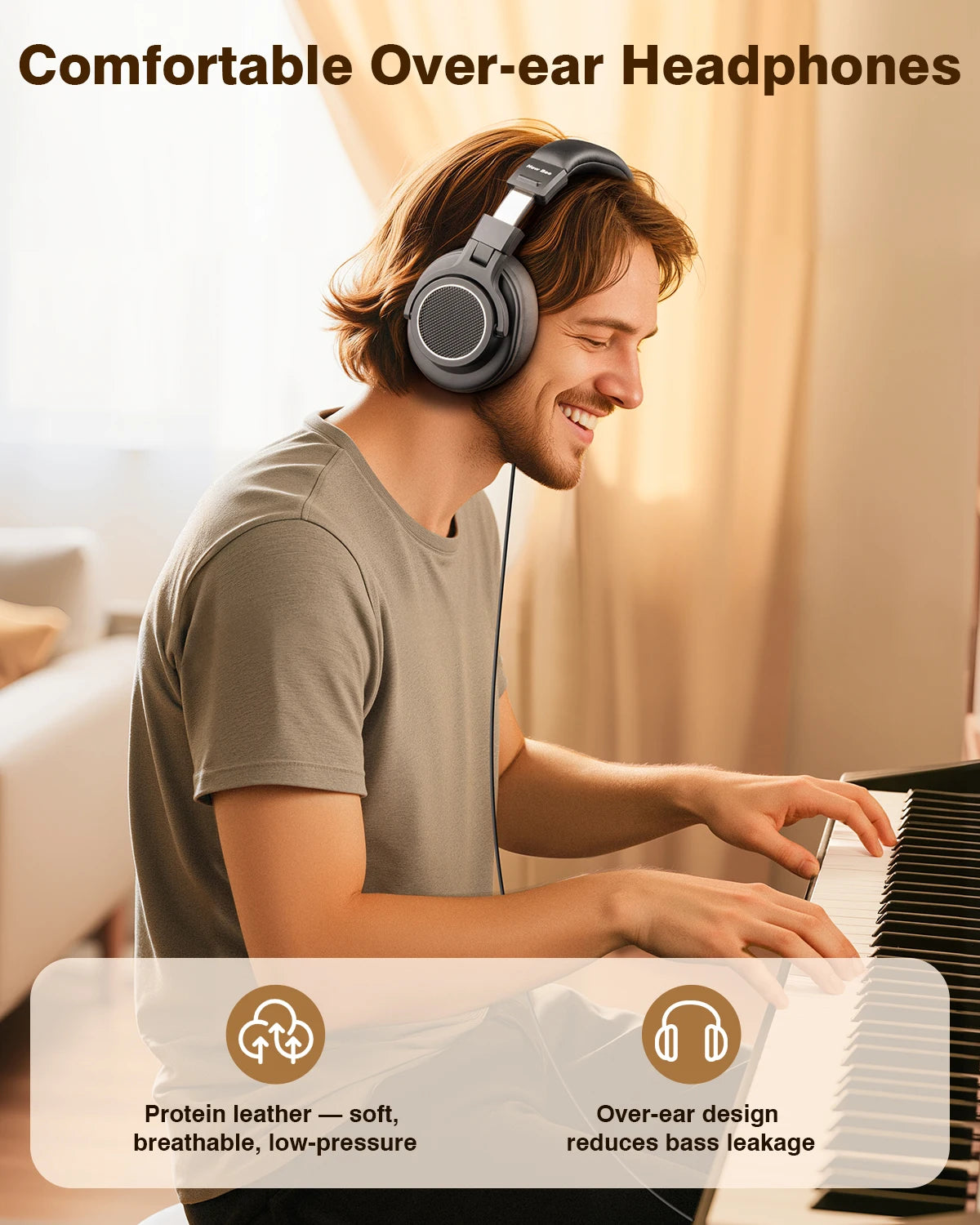 New Bee Wired Hi-Res Studio Headphone Monitor Music Professional Studio Pro 50 DJ Headphones With Microphone Over Ear Earphone