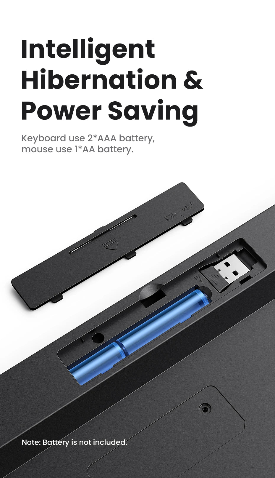 UGREEN Keyboard Wireless Bluetooth & 2.4GHz Russian/Korean/English Keycaps for Laptop MacBook iPad PC Tablet Bluetooth Keyboard