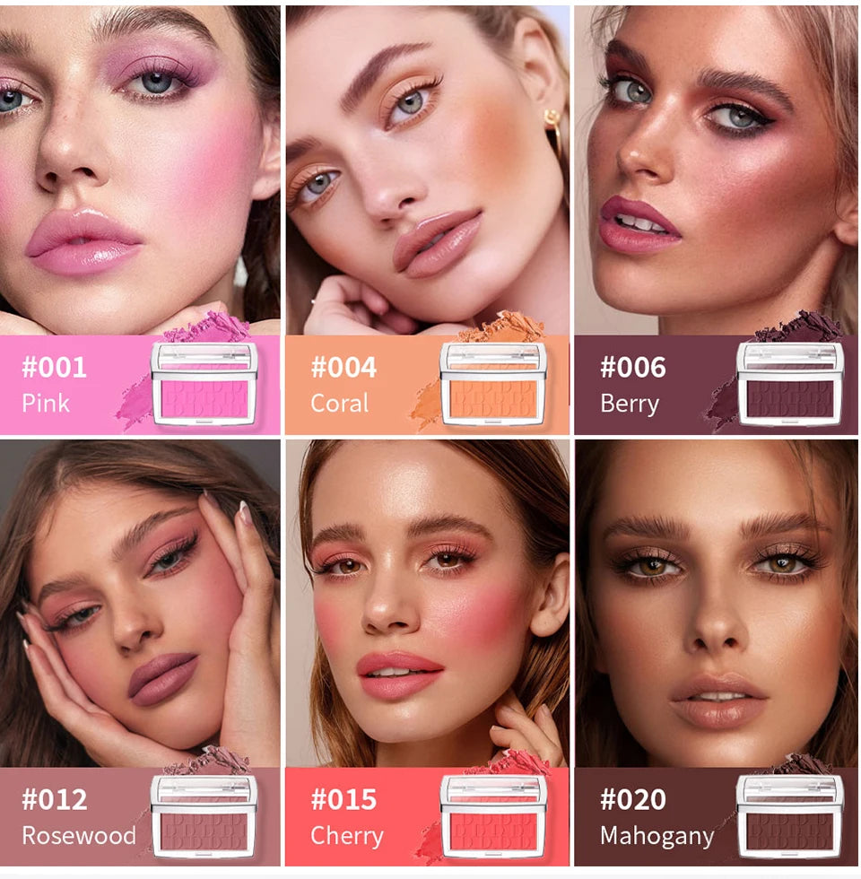 Face Blusher Matte Natural Cheek Tint Brighten Face Pink Red Face Contouring Cosmetics Blush Powder Soft Female Makeup