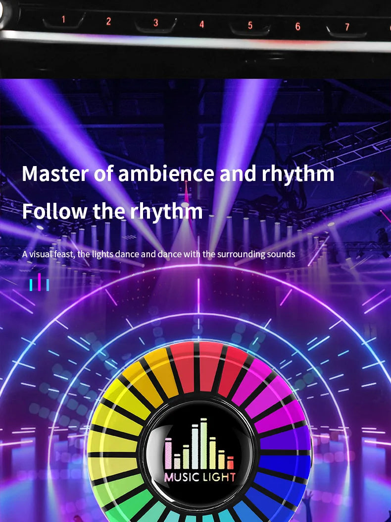 2 in 1 Smart RGB Pickup Lights LED 3D Ambient Lamp Sound Control Music Rhythm Lights Air Freshener for Car Gaming TV Creative