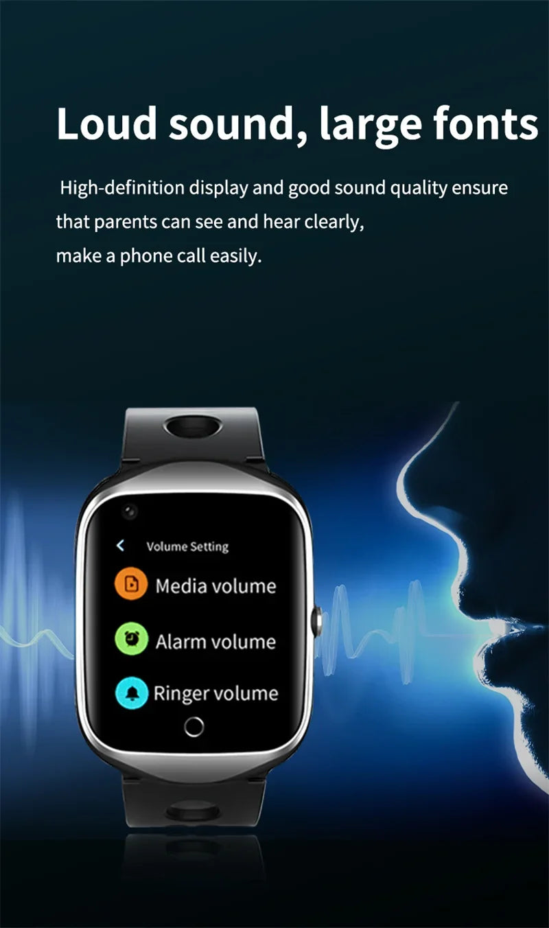 4G Elderly Smart Watch GPS Tracker Video Call SOS Heart Rate Monitoring IOS Android GPS+WIFI+LBS Positioning Smart Clock FA66S