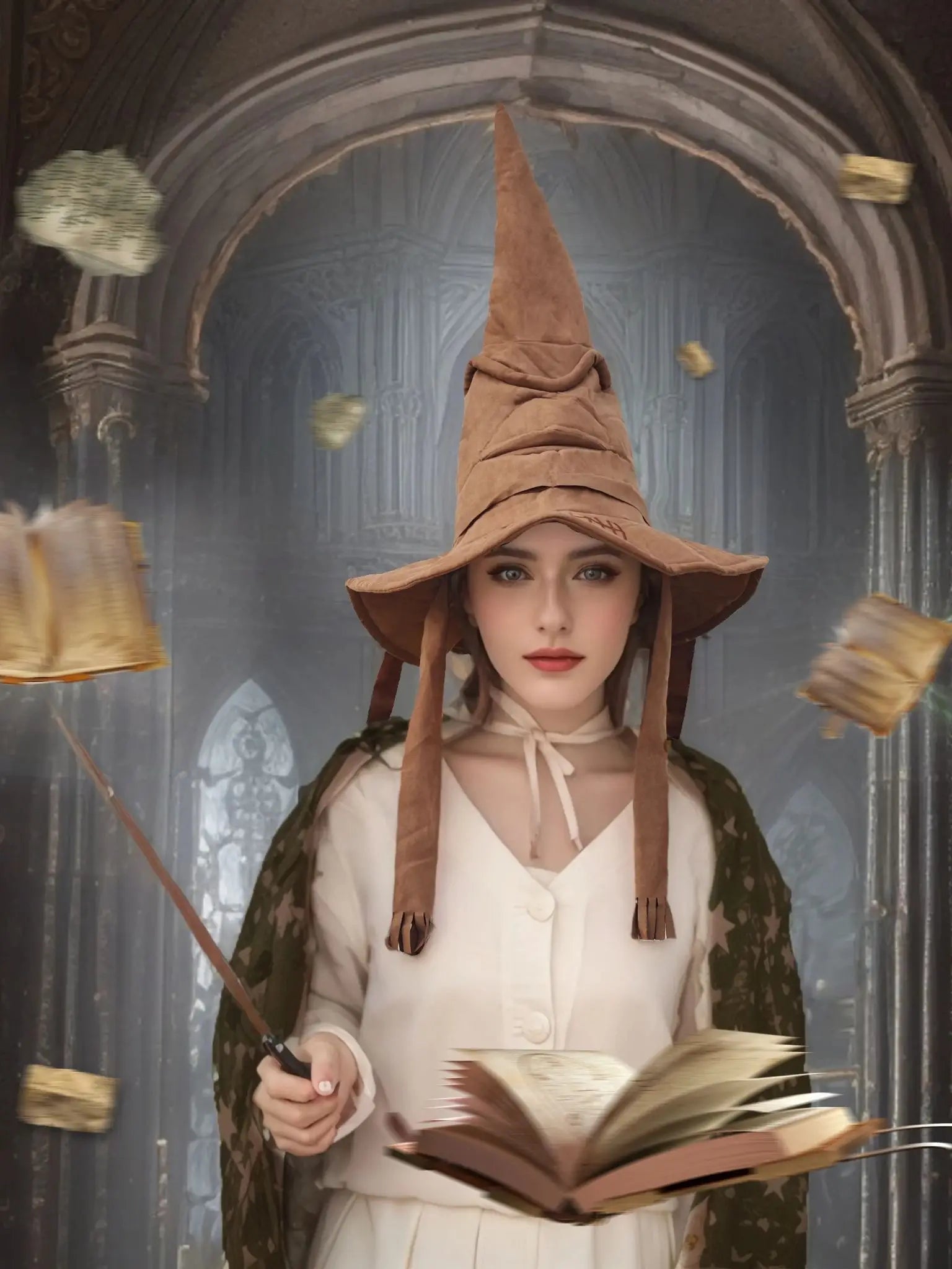 Fashion Movies Witch Wizard Hat Sorting Hat Leather Halloween Party Props Dress Up Hat Men Cosplay Costume Accessories