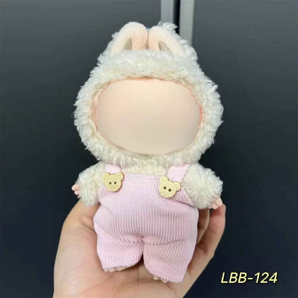Cute Mini Plush Doll Clothes for 17cm Labubu Many Kinds of Overalls Clothes Accessories