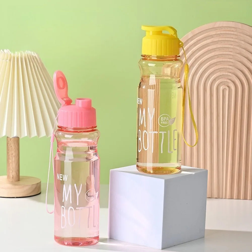 550ML Transparent Water Bottle Food Grade Portable Fitness Sports Water Bottle Tritan Material with Lanyard Outdoor Supplies