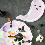 Lovely Pink Laser Disposable Tableware Girls Women Party Decoration Ghost Plates Paper Napkins Cups Halloween Parties Supply