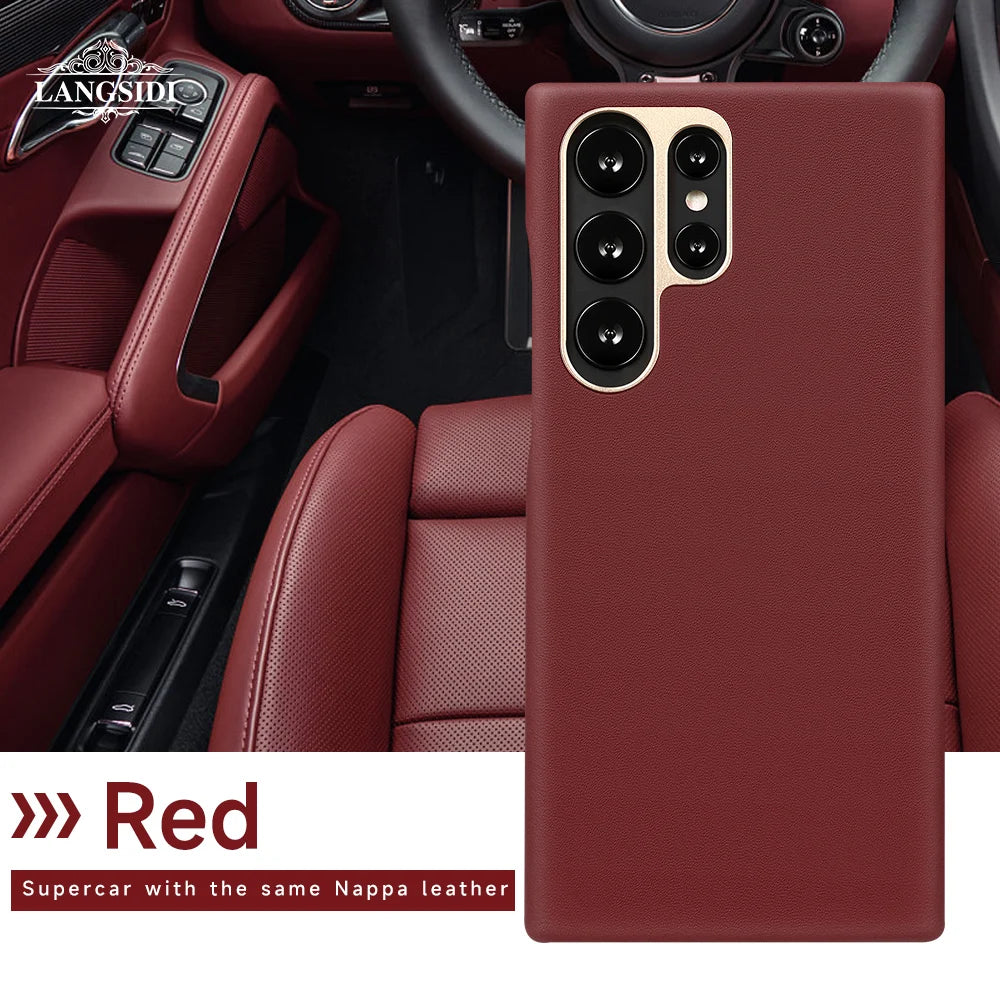 LANGSIDI Luxury Nappa Leather Magnetic Phone Case for Samsung s24 ultra Galaxy s23 ultra s24 plus for Magsafe fundas Back Cover
