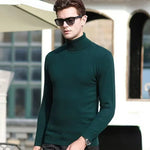 Men's 100% Pure Wool Pullover Sweater For Autumn Winter High Collar Knitted Long Sleeved Loose Solid Color Casual Simple Warmtop