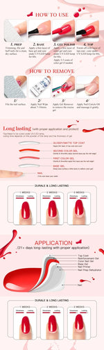 MEET ACROSS 6Pcs Gel Nail Polish Set Pink Red Green Macaron Color Manicure Kit For Nails UV Gel Nail Art Varnish Nail Supplies