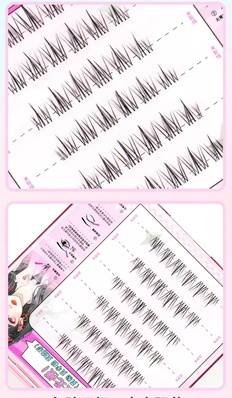 Upgraded Sunflower False Eyelashes No Glue Fake Lashes  Natural Reusable Band-Free Lashes Manga Lash Makeup Korean