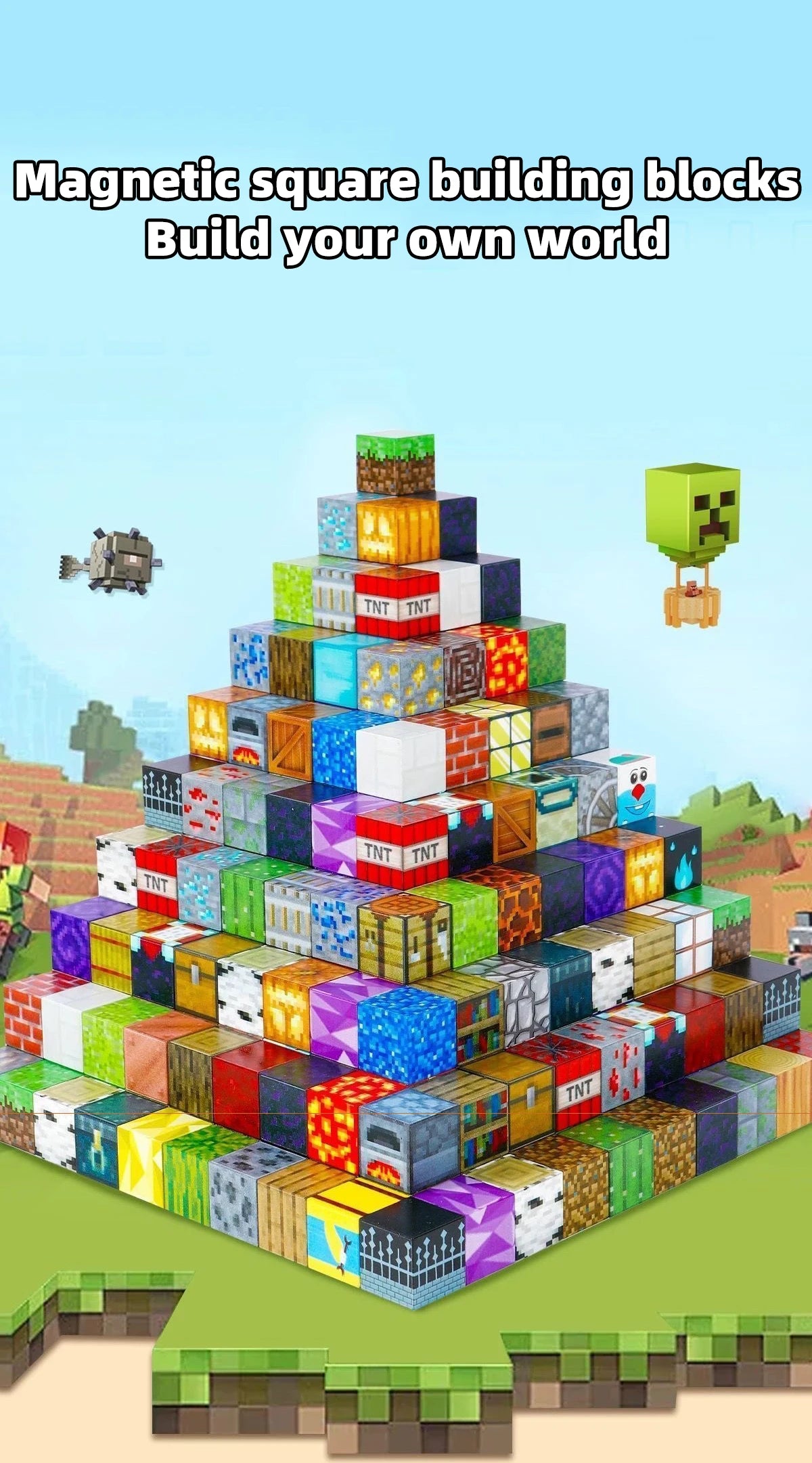 Magnetic building blocks toy storage box set - DIY assembly toys for children - building blocks for playing with tables