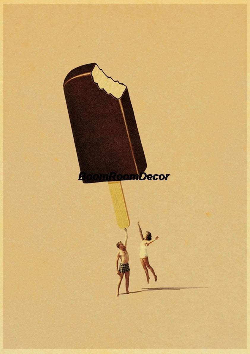 Retro Abstract Creative Poster Kraft Paper Nostalgia Canvas Prints Modern Landscape Coffee Bar Wall Art Posters Living Decor