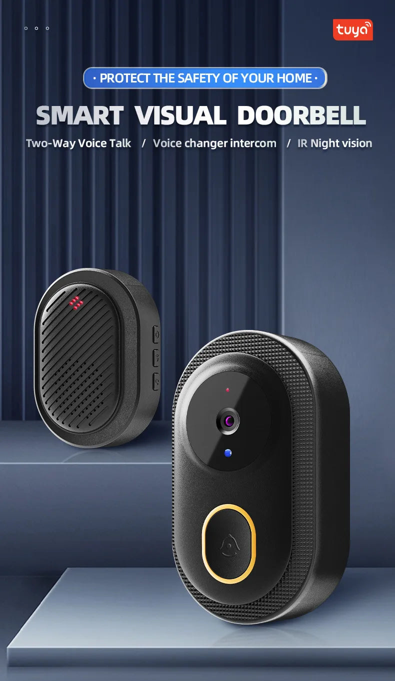 2025 Smart Doorbell Pro: Weatherproof, 1080P Video Intercom & Night Vision, Tuya App Alerts for Home Security Package
