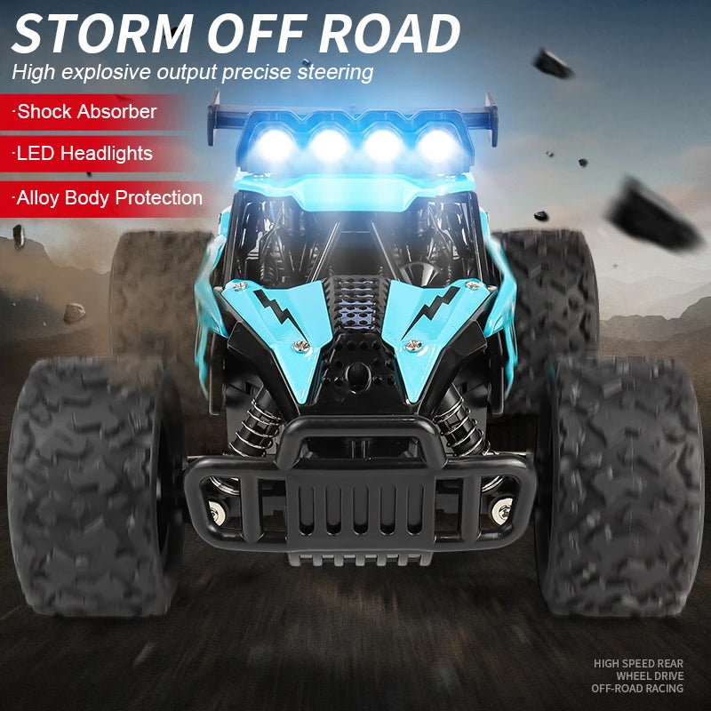 ZWN 1:16 20KM/H RC Car With LED Light 2.4G High Speed Off-Road Climbing 2WD Remote Control Car Toy Gifts for Boys Girls Kids