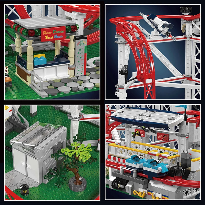 Motorized Roller Coaster Brick Set – Technical Building Model with Moving Train, Perfect Gift for Adults & Teens