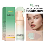 Color Changing Foundation 4 in 1 Moisturizing SPF 30+ Hydrating Color Longwearing Waterproof Travel Coverage Makeup Base