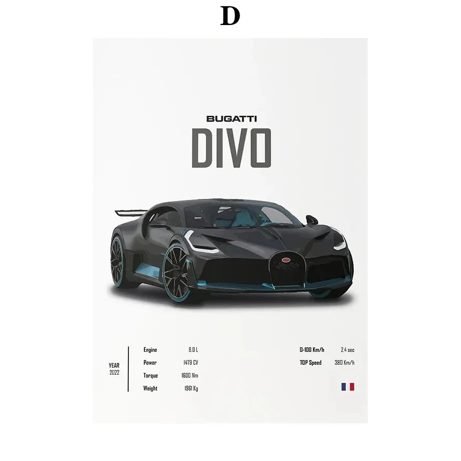 Supercar Bugatti Konissegg McLaren Pagani Wall Art Canvas Painting Nordic Posters And Prints Wall Pictures For Living Room Decor