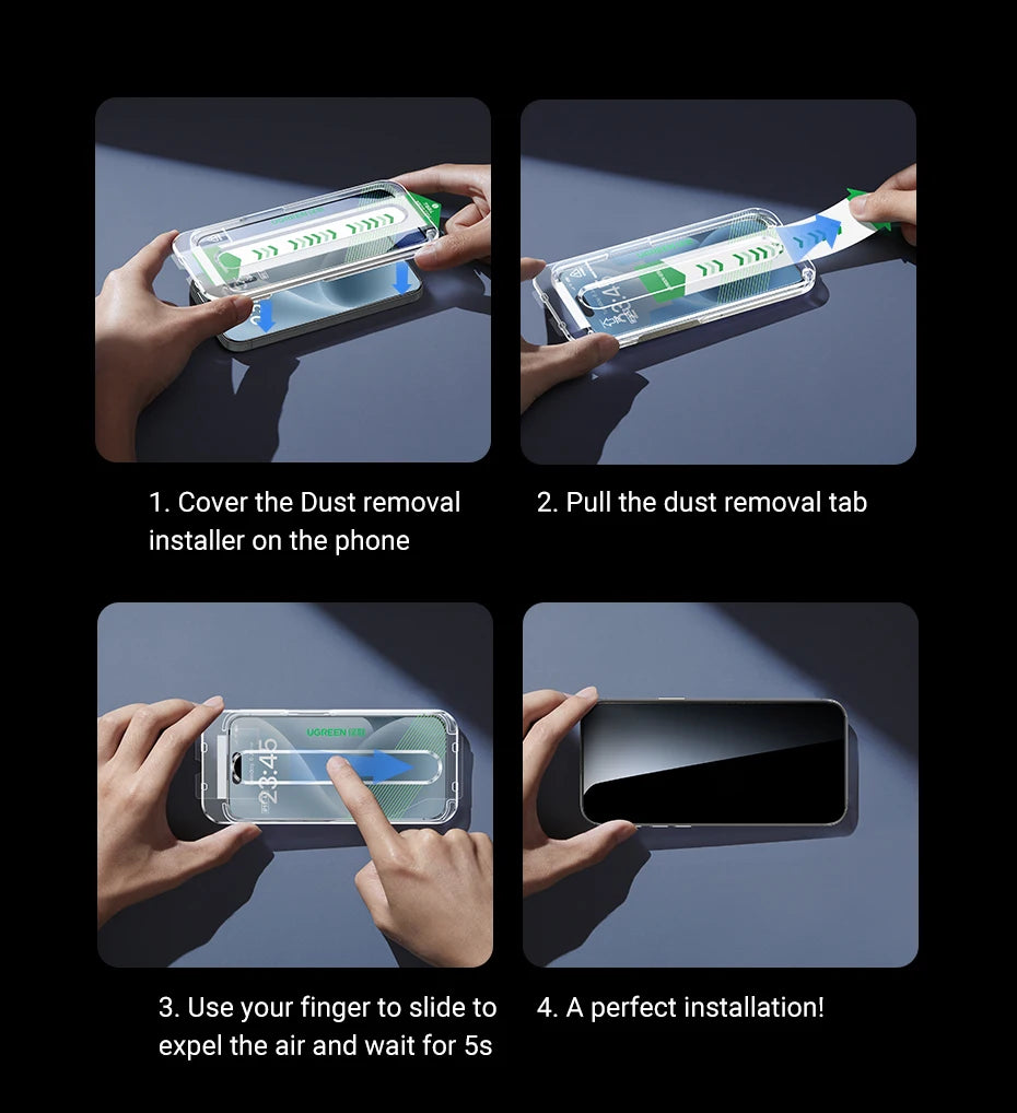 UGREEN 2pcs for iPhone 16 Pro Max Glass Screen Protectors for iPhone 16 Plus Tempered Glass for iPhone 15 14 13 12 HD Film 16pro