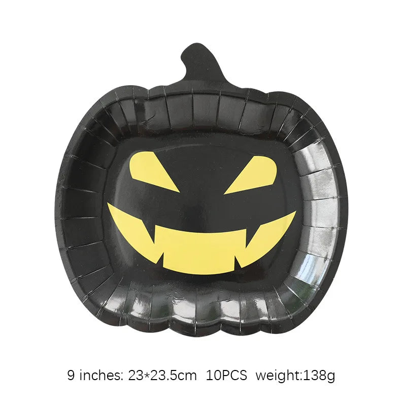 Halloween Thanksgiving Disposable Tableware White Paper Plates Halloween Pumpkin Party Supplies Birthday Party Decor