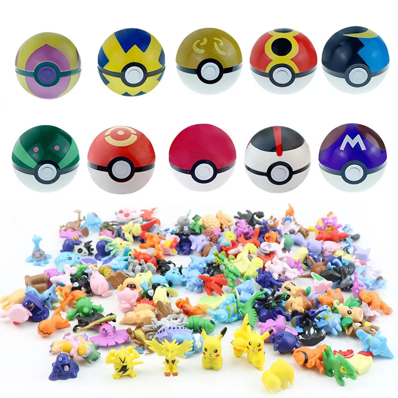 24pcs Pokemon Figure Different Styles Tomy Model Collection 2-3cm Pikachu Anime Pokeball Poke Ball Go Elf Toys Dolls Child Gift