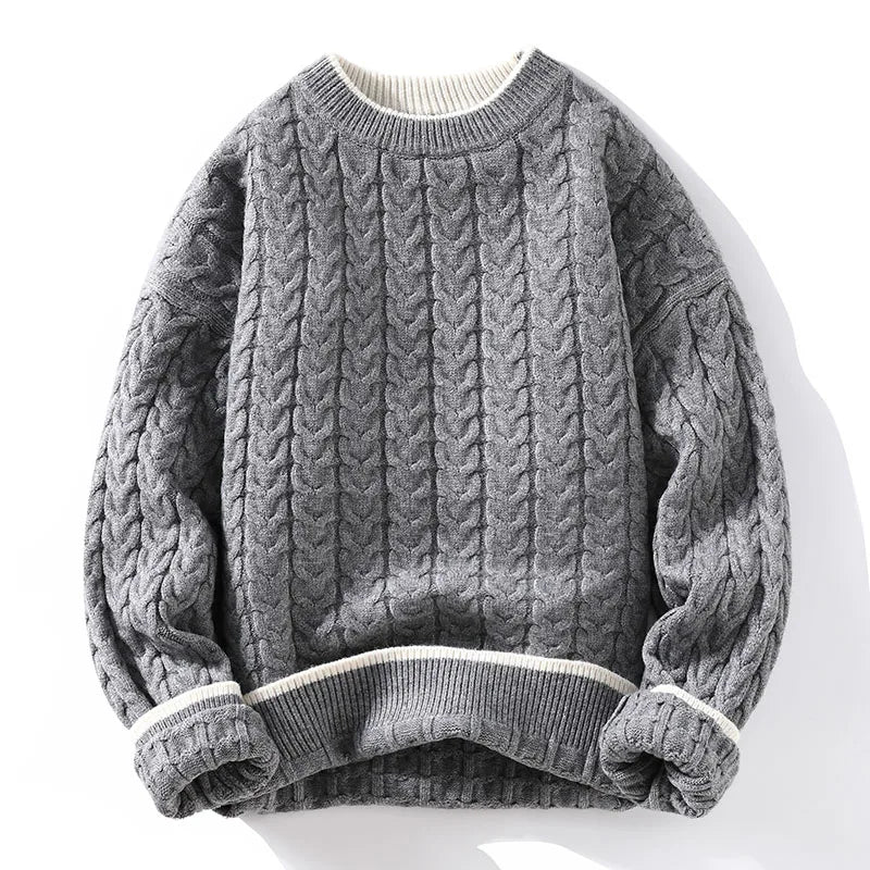 Autumn Winter Men's Warm Knit Pullovers Fashion O-Neck Patchwork Casual Knitted Sweater Men Youthful Vitality Sweaters