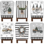 Christmas Chair Covers for Dining Room Set of 6 Xmas Party Holiday Decoration Washable Cover Chair kitchen Slipcover