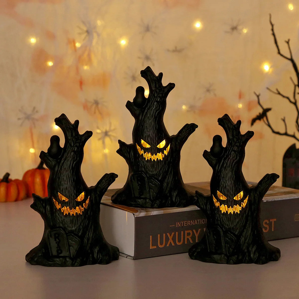 Halloween Decoration Ghost Tree Led Night Glow Ghost Lantern Ghost Face Tree Stump Lantern Festival Atmosphere Horror Decoration