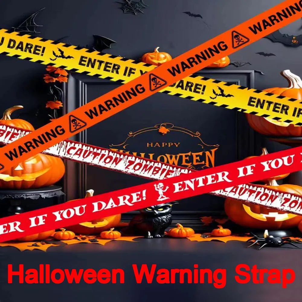 Halloween Warning Tape Signs Banner Halloween Props Window Prop Party Danger Warning Line Halloween Party Decoration Supplies