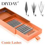 DIYDAY Comic Spire Eyelash Extension Premade Manga False Eyelashes Super Soft Light Feather-Feeling Anime Lashes for Makeup Tool