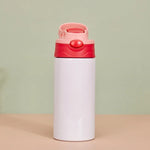 350ml Sublimation Straight Sippy Cup Flip Top Kids Bottle Stainless Steel Double Wall Water Tumbler with Straw Sippy Bottle