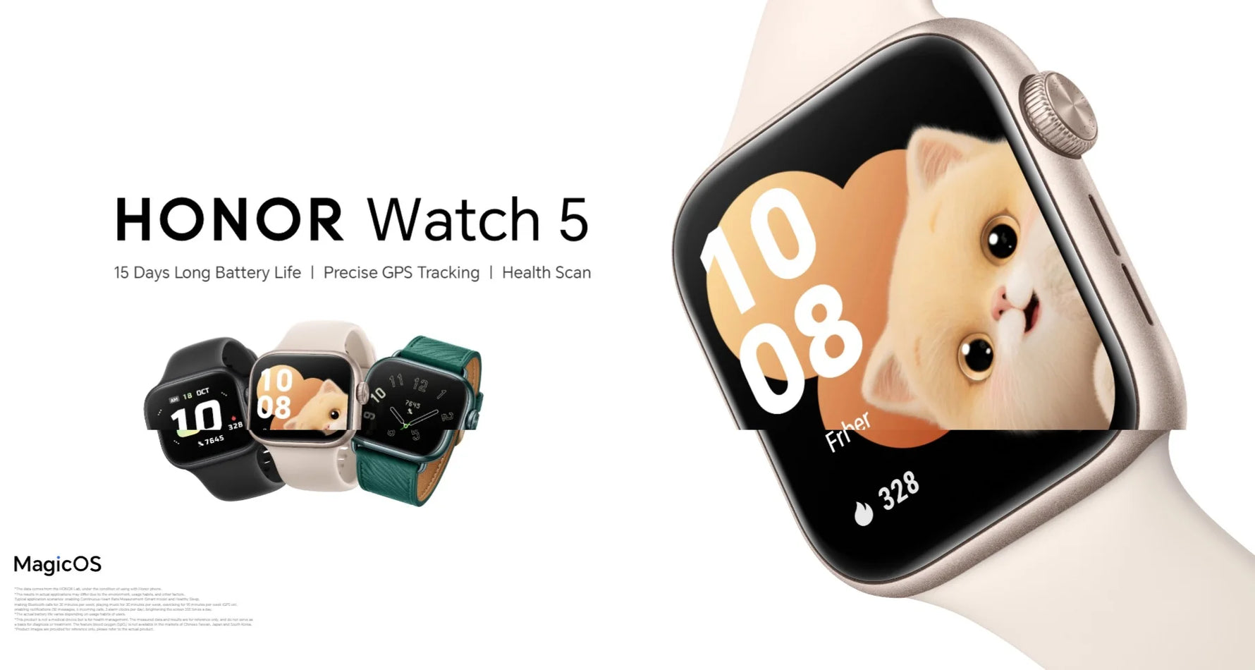 Global Version HONOR Watch 5 Smartwatch Precise GPS Tracking Quick Health Scan 1.85-inch Large Display GPS Supported IP68