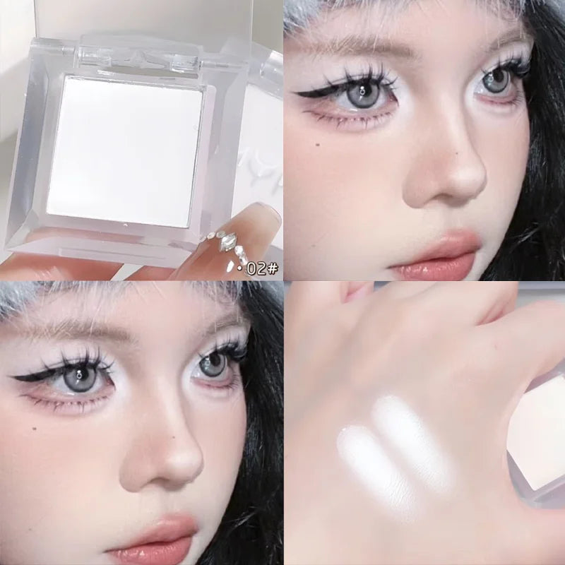 Matte white, monochrome, brightening eyeshadow tray for long-lasting, delicate makeup, as a highlight, for all skin tones