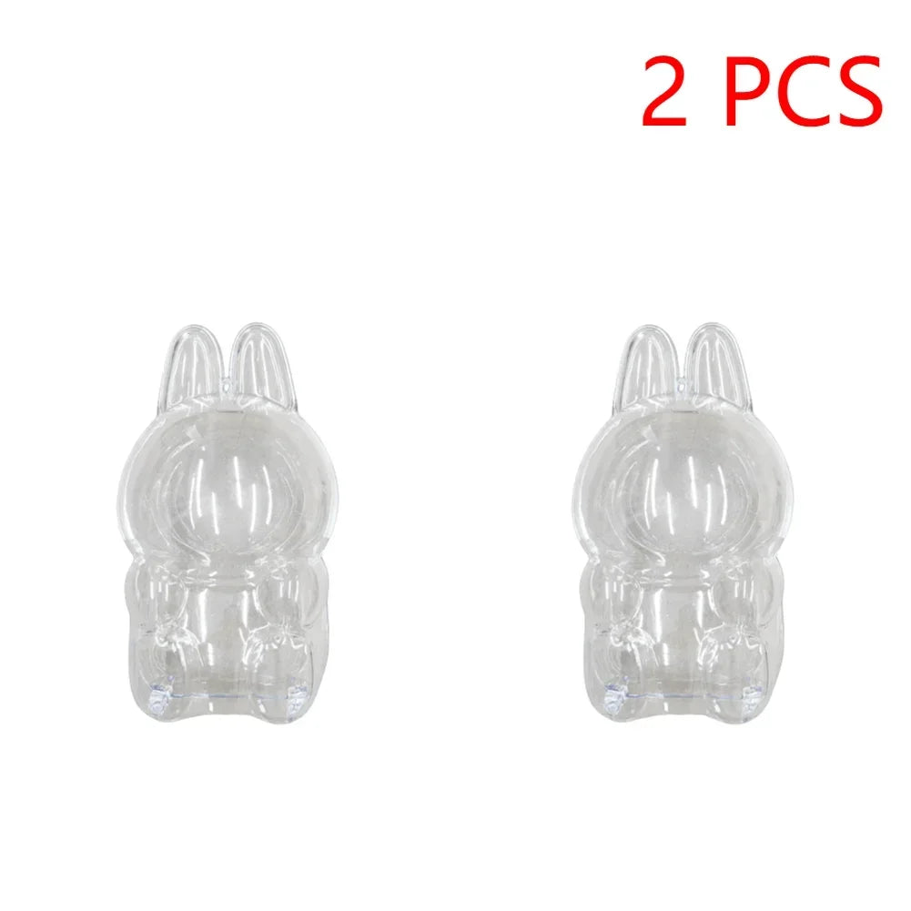 Transparent Macaron Doll Case For Labubu - Popmart Bubble Mart Storage Box, Dustproof Cover for Elf, Christmas New Year Gift