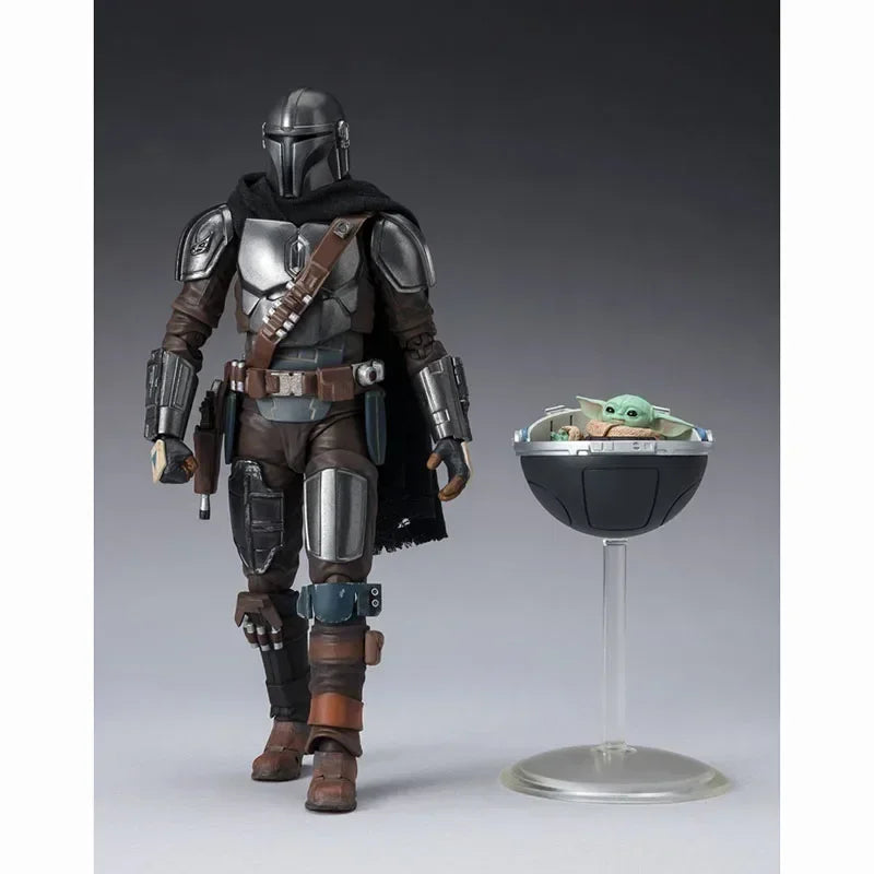In Stock Genuine Bandai S.H.Figuarts SHF Star Wars The Mandalorian Grogu Mandalorian Darksaber Anime Action Figure Model Toys