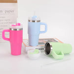 14oz Car Mug with Handle Double-layer Vacuum Coffee Cup Portable Water Cup Large Capacity 304 Stainless Steel Travel Thermal Cup