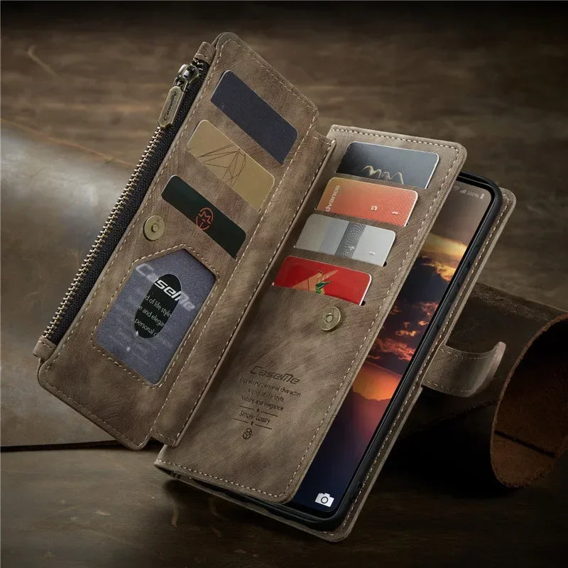Business Flip Leather Case For Samsung Galaxy A56 A36 A16 A55 A35 A25 A15 A54 A34 A14 A53 A33 A13 A52 Zipper Wallet Card Cover