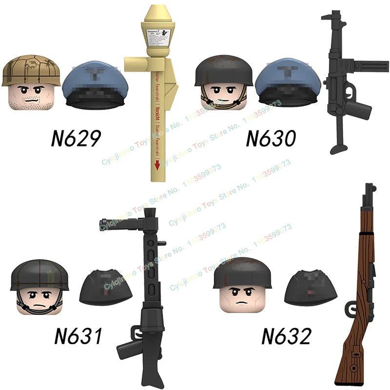 N601-650 MOC Military War Infantry Soldiers Action Figures Creative Bricks Accessories Building Blocks Children's Toys Gifts