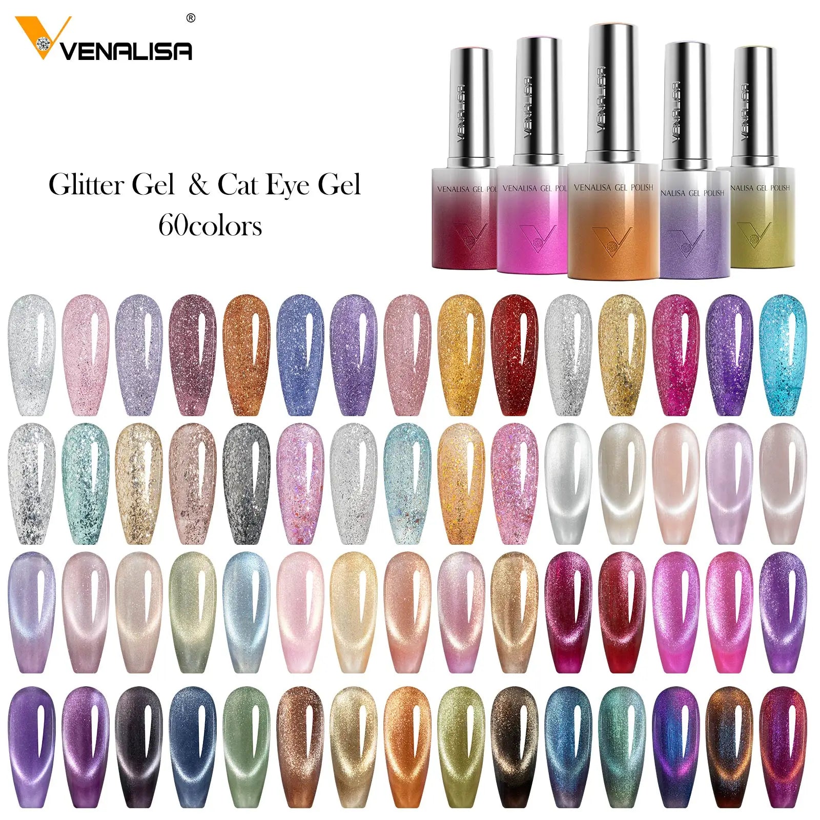 VENALISA 10ml Nail Gel Polish 90Colors HEMA/TPO Free UV LED Soak Off Long Lasting High Gloss Base TopCoat for Salon DIY Manicure