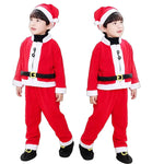 Winter Kids Warm Christmas Party Costume Coat+Pants+Hat+Shoes Covers Boys and Girls Santa Claus Role Play Outfit Xmas Clothing