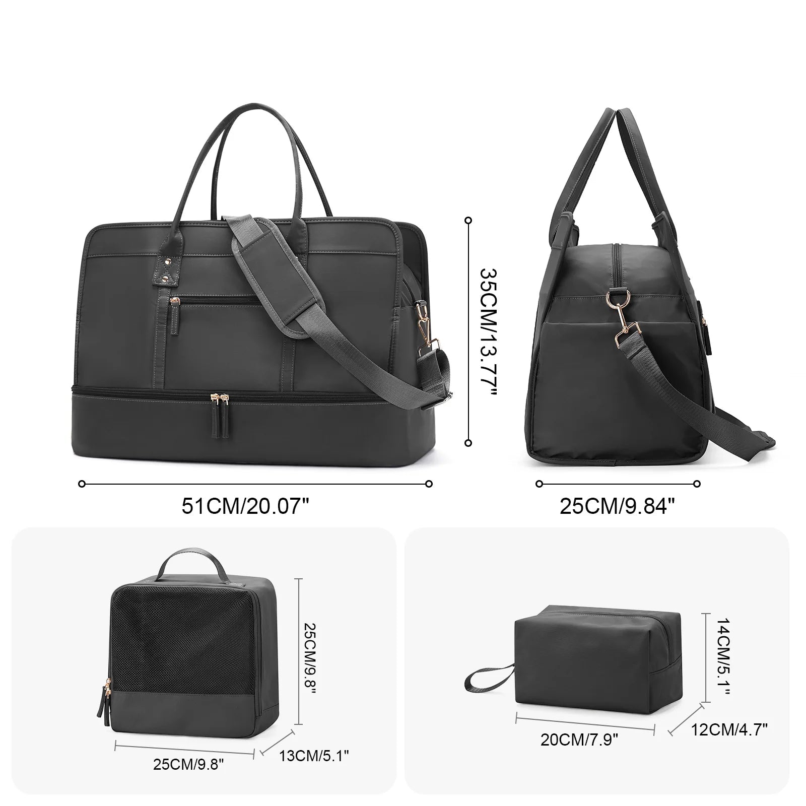 Luggage Travel Bags with a Clothes Bag and Toiletry Bag Large Capacity Daily Commuter Shoulder Bag Woman Tote Bags Handbag Woman