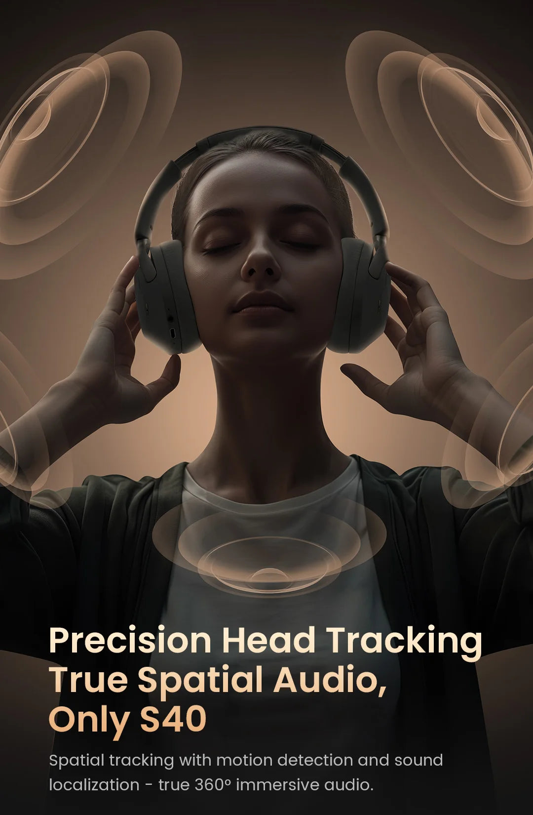 HAYLOU S40 ANC Wireless Headphone 50dB Noise Canceling Hi-Res 3D Spatial Audio Earphone with LDAC Bluetooth 6.0 Over Ear Headset