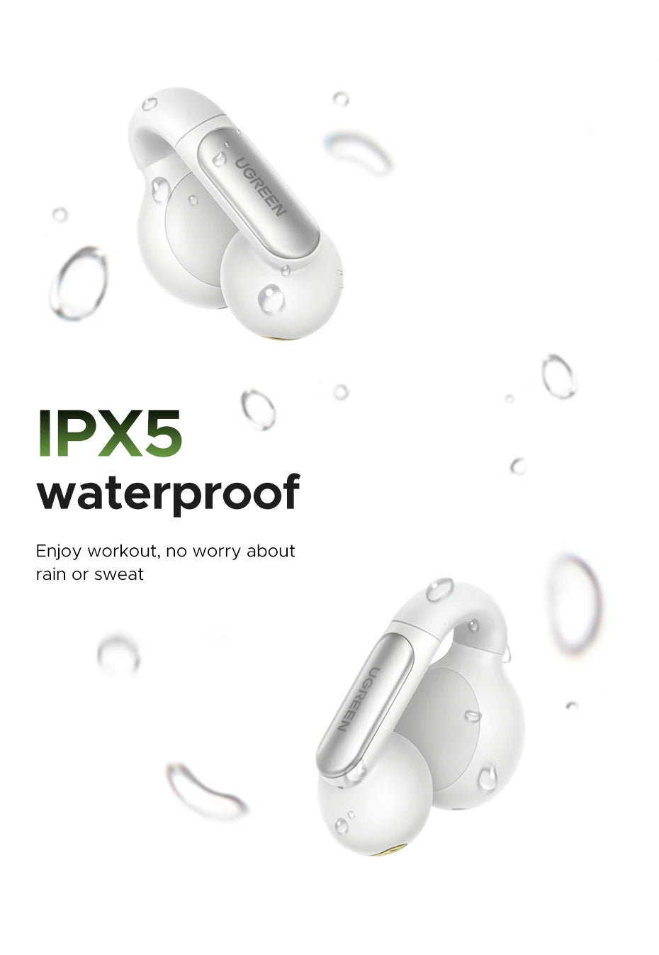 UGREEN HiTune S5 TWS Open Ear Clip Wireless Earbuds Bluetooth Sports Earphones Headphones in Mic with Earhooks & Ear Hook