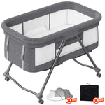 Baby Travel Cot with Mattress & Wheels – Convertible Rocking Crib