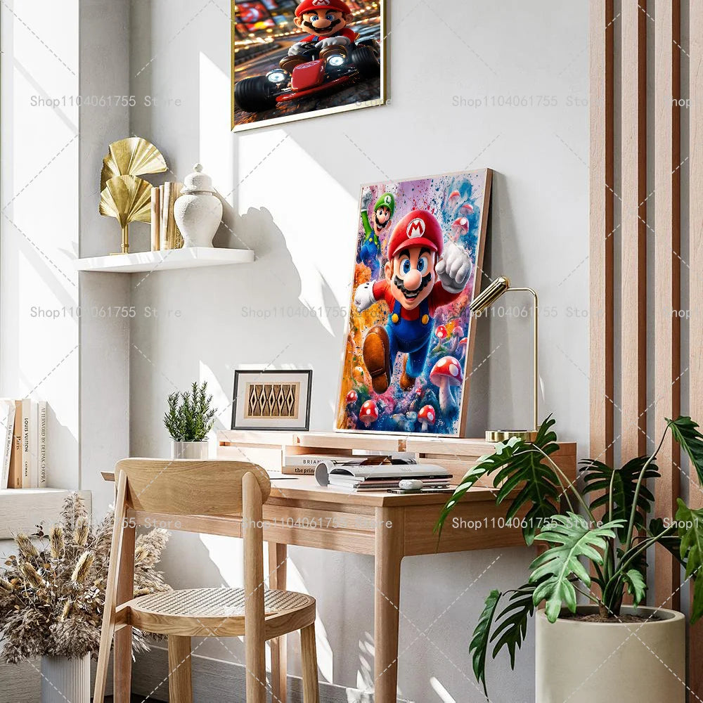 1PC Classic Anime Movie M-Marios Poster Self-adhesive Art Waterproof Paper Sticker Coffee House Bar Room Wall Decor