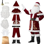 Ecoparty Santa Claus Costume Christmas 12pcs Deluxe Velvet Santa Suit for Adults Teenager Plus Size 6XL