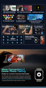 Blackview W60 2024 New Smartwatch 2.01'' HD Display TFT Rugged Smart Watch for Outdoor With Emergency Lighting Bluetooth Calling