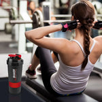 500ml Layered Protein Bottle Powder Shaker with Powder Storage Container Large Water Bottle Water Bottle with Wire Stirring Ball