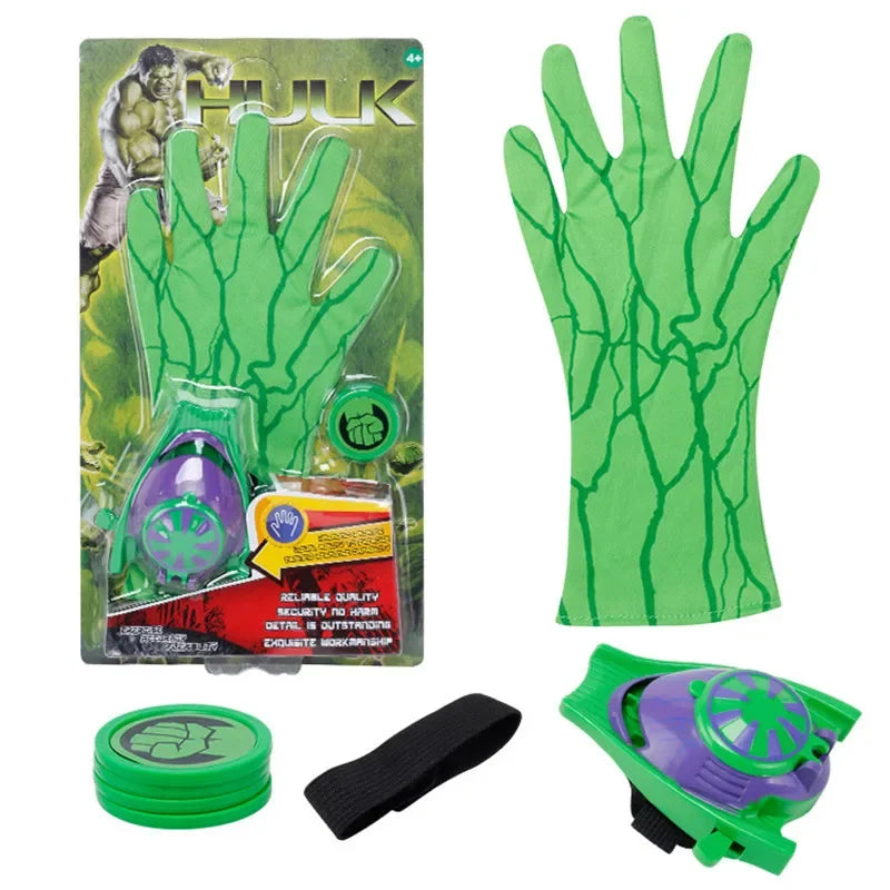 Super Heroes Figures Toy PVC Ironman Hulk Captain America Launcher Toys Gloves Kids Brinquedos Gift