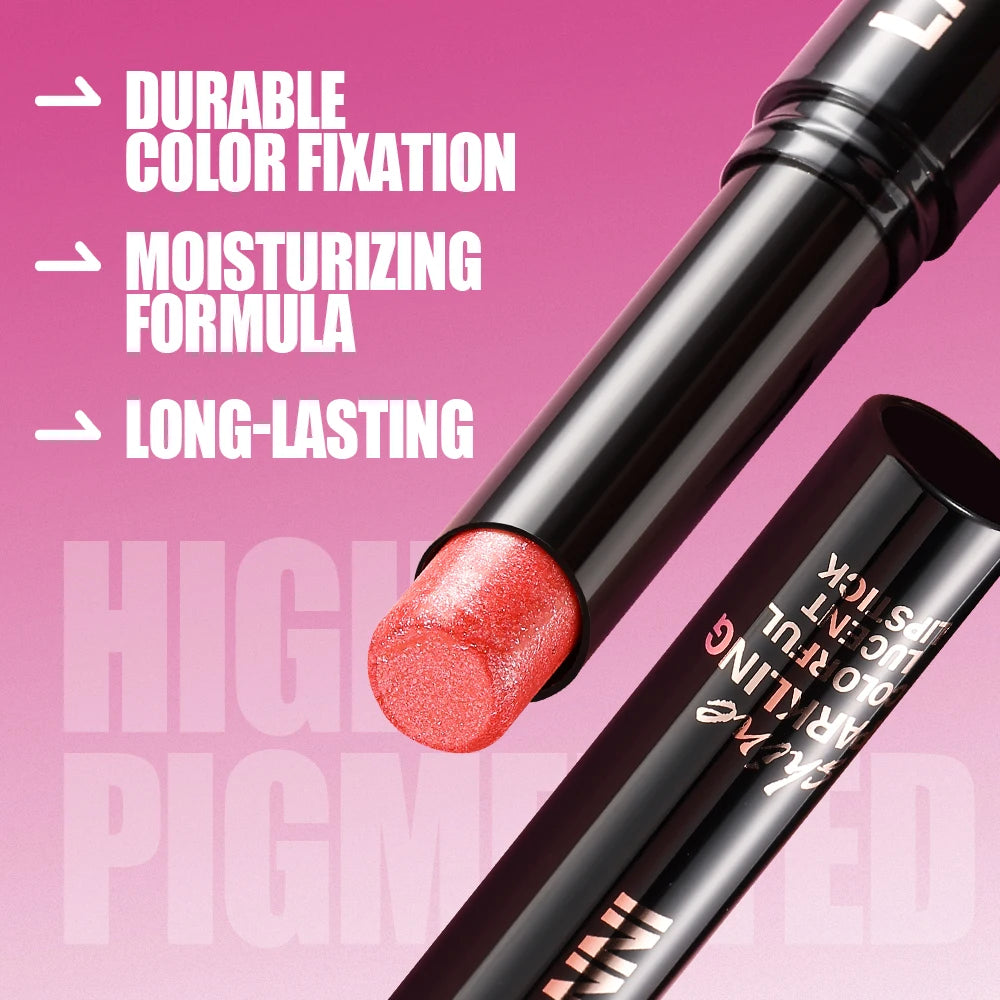 Diamond Pearlescent Lipstick Waterproof Long Lasting Non-stick Cup Matte Velvet Shiny Lipsticks Red Sexy Lips Makeup Cosmetics